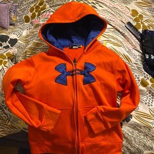 Orange boys size 7 under armor sweatshirt